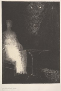 Beneden zag ik de nevelige contouren van een menselijke vorm, 1896 door Odilon Redon