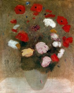 Boeket met klaprozen. Schilderij door Odilon Redon (1840-1916)
