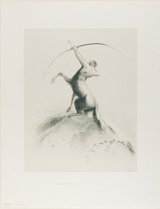 Centaur die op de wolken richt