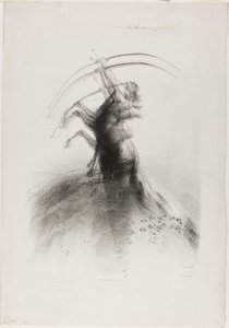 Centaur die op de wolken richt door Odilon Redon