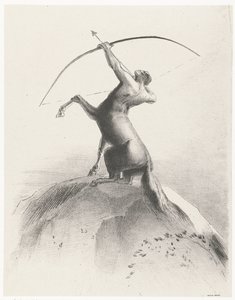 Centaur richt op de hemel door Odilon Redon