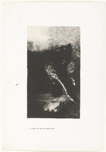 De Chimaera met groene ogen, schreeuwend, ronddraaiend door Odilon Redon