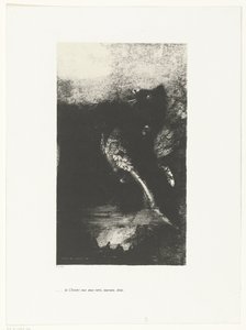 De Chimaera met groene ogen, schreeuwend, ronddraaiend door Odilon Redon