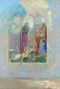 Devotie bij een rode struik door Odilon Redon