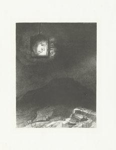 Een hoofd in een lantaarn door Odilon Redon