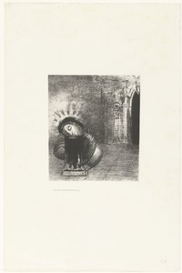 Een lange pop de kleur van bloed door Odilon Redon