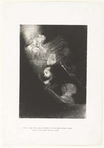 Een waterplas gevolgd door een prostituee door Odilon Redon