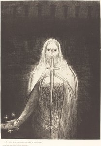 En hij had in zijn rechterhand zeven sterren, en uit zijn mond kwam een scherp tweesnijdend zwaard door Odilon Redon