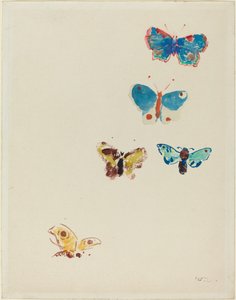 Vijf Vlinders door Odilon Redon