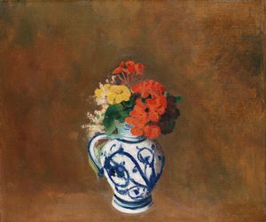 Bloemen in een Blauwe Vaas, ca. 1900 door Odilon Redon