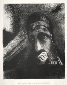 Hulde aan Goya: In mijn droom zag ik in de lucht een gezicht van mysterie door Odilon Redon