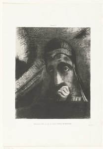 Ik zag in mijn droom een mysterieus gezicht aan de hemel door Odilon Redon