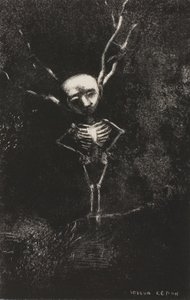 In het doolhof van takken verscheen de bleke figuur, plaat 2 van 7 door Odilon Redon