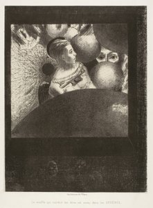 In de sferen (De adem die levende wezens leidt is ook in de sferen), plaat vijf uit Aan Edgar Poe door Odilon Redon