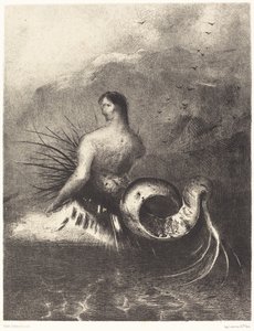 De Sirene Bekleed met Stekels, Opgekomen uit de Golven door Odilon Redon