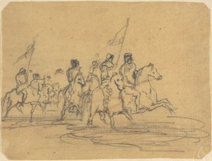 Schets voor Redons eerste ets, De Ford (M. 2) door Odilon Redon