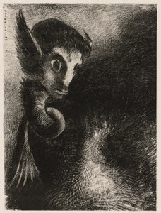 De Chimera keek met angst naar alle dingen, uit Nacht door Odilon Redon