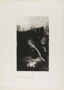 De Chimera met Groene Ogen Draait, Blaft, plaat 7 uit De Verleiding van Sint Antonius (1e serie) door Odilon Redon