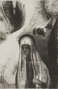 De Oude Vrouw: Waar Ben Je Bang Voor? Een Grote Zwarte Gat! Het is Misschien Leeg?", plaat 19 van 24 door Odilon Redon