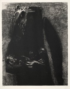 De Verleiding van Sint Antonius Eerste Serie: Het Is de Duivel, Onder Zijn Twee Vleugels, 1888 door Odilon Redon