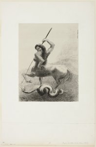 Er waren strijd en vergeefse overwinningen, plaat 6 van 8 uit "Les Origines" door Odilon Redon