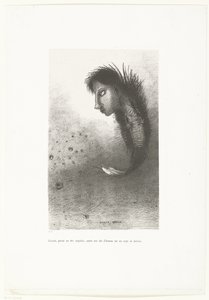 Vervolgens verscheen een vreemd wezen met een hoofd van een mens en een lijf van een vis door Odilon Redon