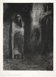 De nacht: De man was alleen in een nachtlandschap, 1886 door Odilon Redon Lemercier and Cie.