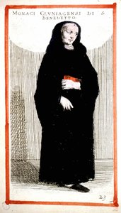 Religieuze orde: monnik van de Abdij van Cluny (Cluniacensers) (gravure, 16e eeuw) Volgens O. Fialetti door Odoardo Fialetti
