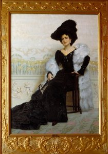 Portret van Madame Agliano. Schilderij door Edoardo Gelli (1852-1933)