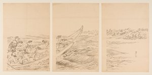 Een conflict aan de Yalu-rivier door Ogata Gessan