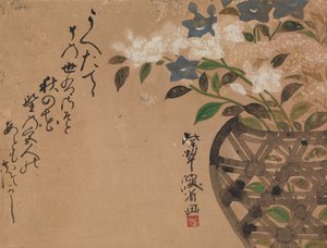 Klokbloemen in mand door Ogata Kenzan