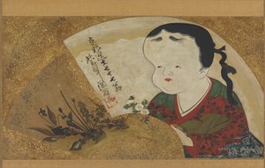 Uzume Okame en bloemen, 18e-19e eeuw door Ogata Kenzan