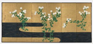 Chrysanten bij een stroom door Ogata Korin