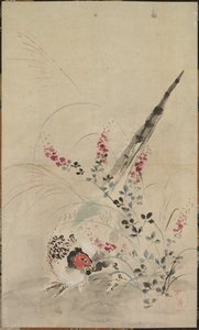 Fazant en grassen, laat 17e-begin 18e eeuw door Ogata Korin