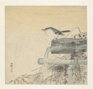 Blauwe nachtegaal door Ohara Koson