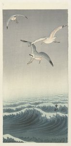 Drie meeuwen door Ohara Koson