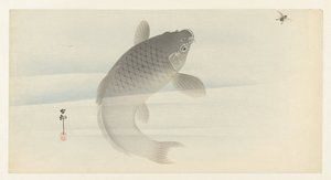 Karper en vlieg door Ohara Koson