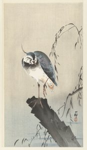 Kievit op boomstronk door Ohara Koson