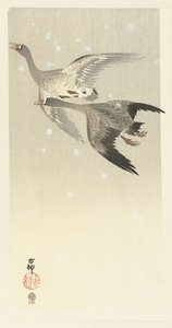 Kolganzen, vliegend in de sneeuw door Ohara Koson
