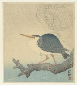 Kwak op boomstronk door Ohara Koson