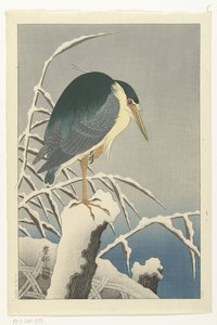 Reiger in sneeuw door Ohara Koson