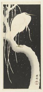 Reiger in sneeuw door Ohara Koson