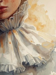 Aquarel met gerimpelde kraag door Ohkimiko