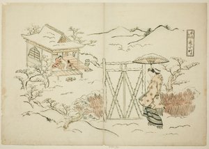 Een Moderne Versie van Shosho die Komachi bezoekt (Furyu Shosho kayoi Komachi) door Okumura Masanobu