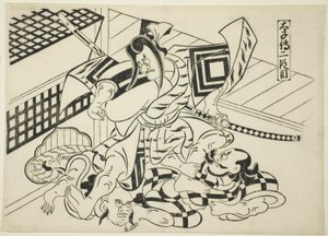 Legende van Taishi, scène 2 (Taishiden nidanme), uit de serie "Beroemde scènes uit Japanse poppenspel (Yamato irotake)" door Okumura Masanobu