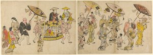 Parade van de poppen door Okumura Masanobu