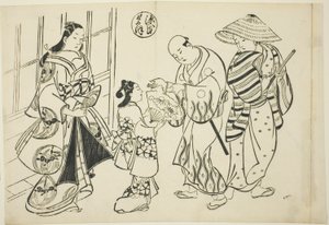 Het Yugao-hoofdstuk uit "Het verhaal van Genji" (Genji Yugao), uit een serie Genji-parodieën