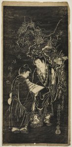 Twee jongens als de excentrieke monniken Kanzan (Chinees: Hanshan) en Jittoku (Chinees: Shide) door Okumura Masanobu