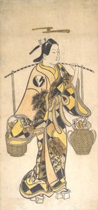 Een jonge man als verkoper van liefdesvoorspellingen, ca. 1730s door Okumura Toshinobu.