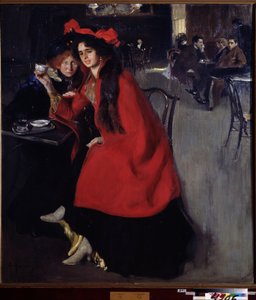 In een café